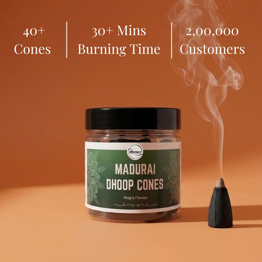 Virasit Madurai Dhoop Cones | Mogra Flavour | 1 Month Pack
