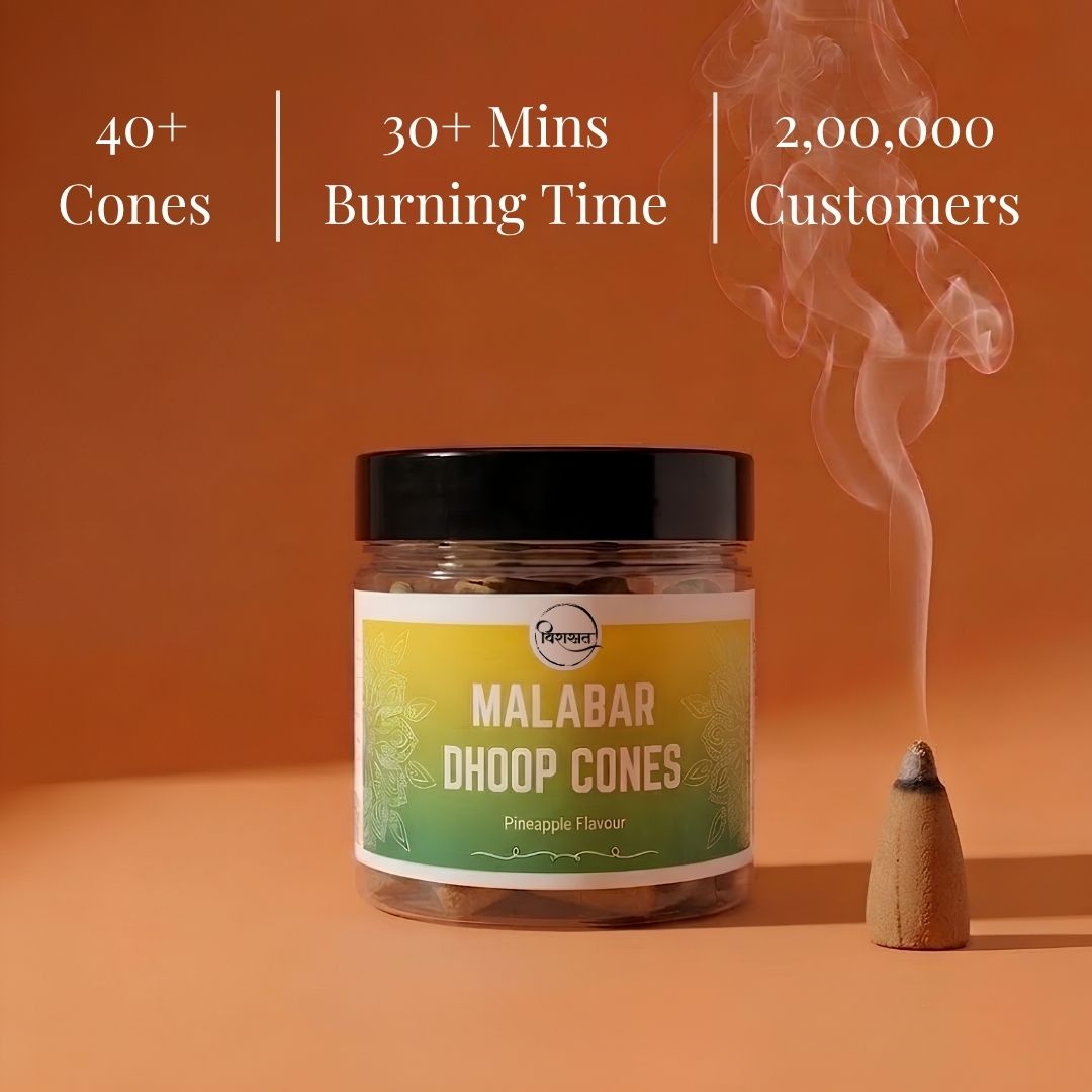 Virasit Malabar Dhoop Cones | Pineapple Flavour | 1 Month Pack