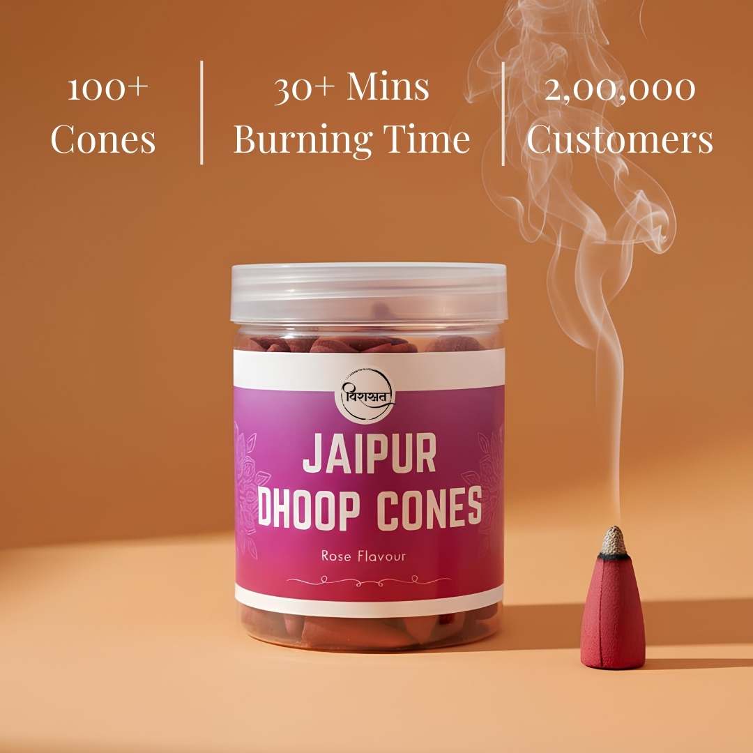Virasit Jaipur Dhoop Cones | Rose Flavour | 3 Months Pack