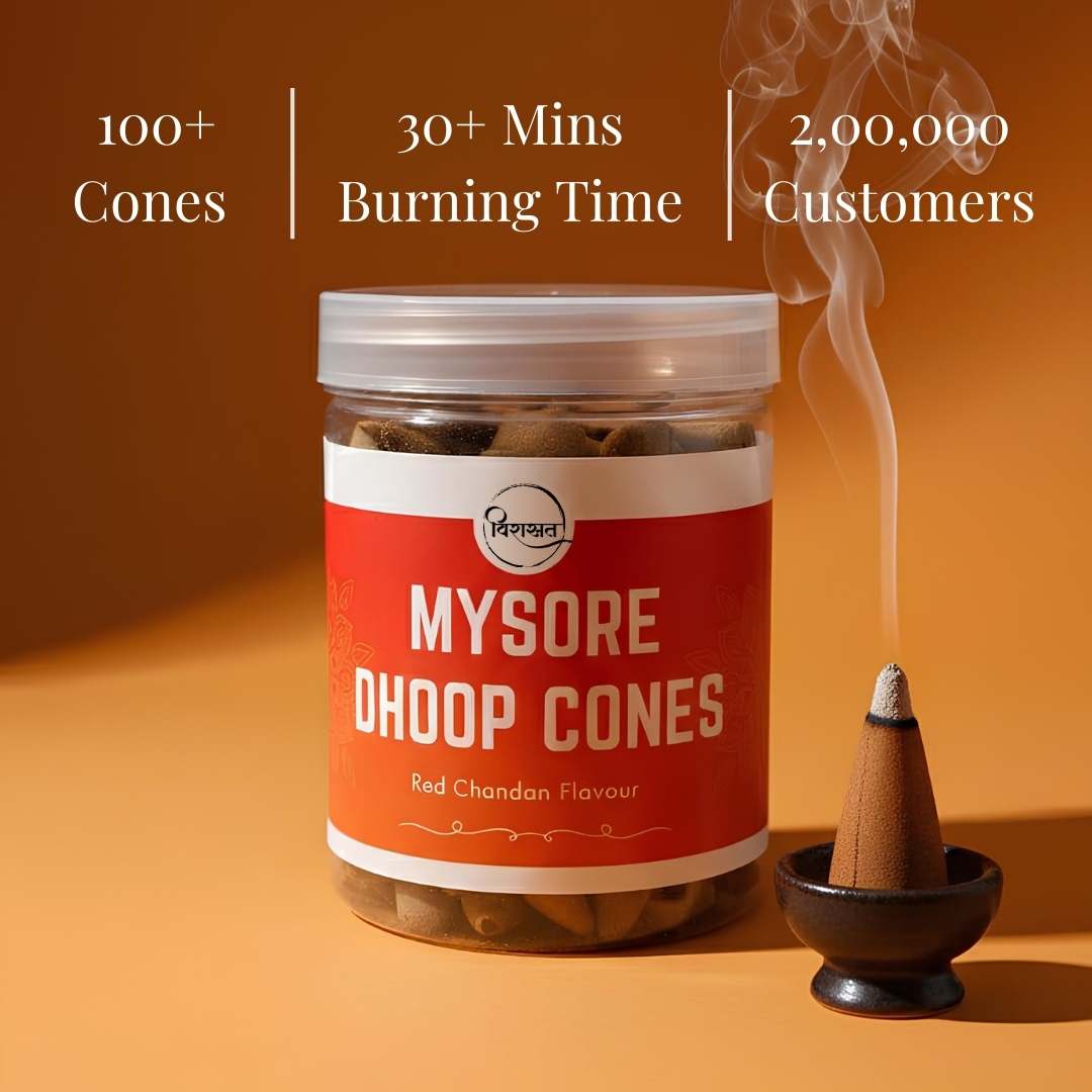 Virasit Mysore Dhoop Cones | Red Chandan Flavour | 3 Months Pack
