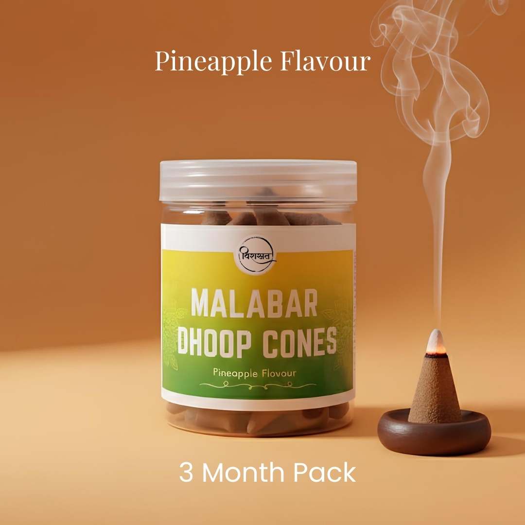Virasit Malabar Dhoop Cones | Pineapple Flavour | 3 Months Packs