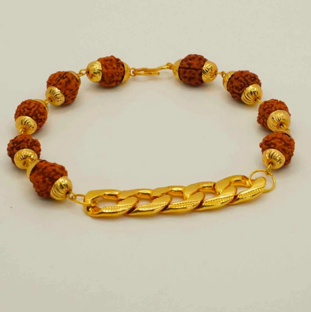 Gold Plated Rudraksha Bracelet For Men