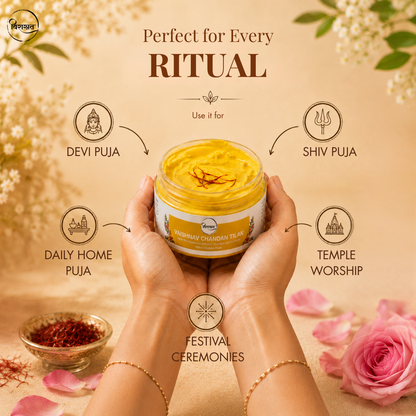 Vaishnav Chandan Tilak - Yellow Chandan Paste for Krishna & Vishnu Devotees (150g)
