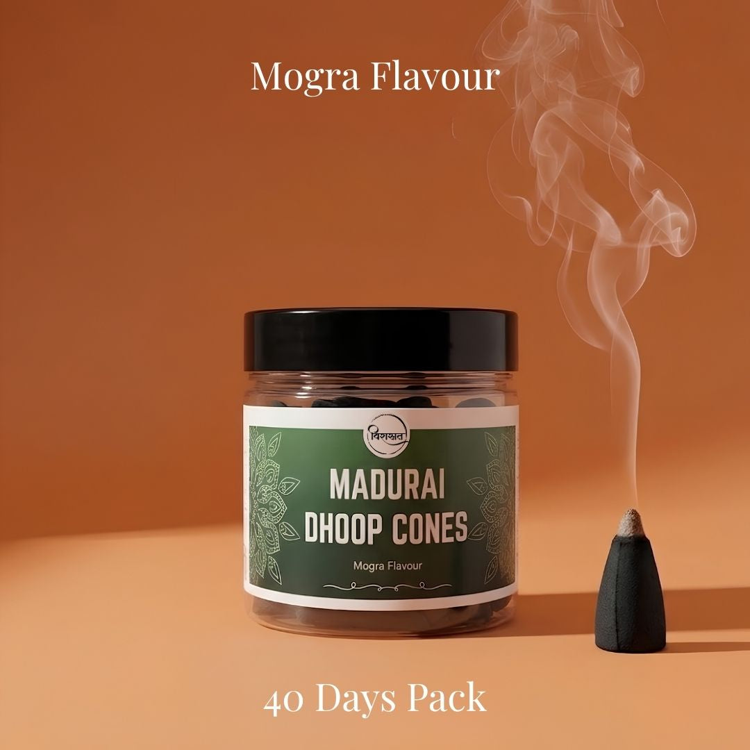 Virasit Madurai Dhoop Cones | Mogra Flavour | 1 Month Pack
