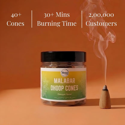 Virasit Malabar Dhoop Cones | Pineapple Flavour | 1 Month Pack