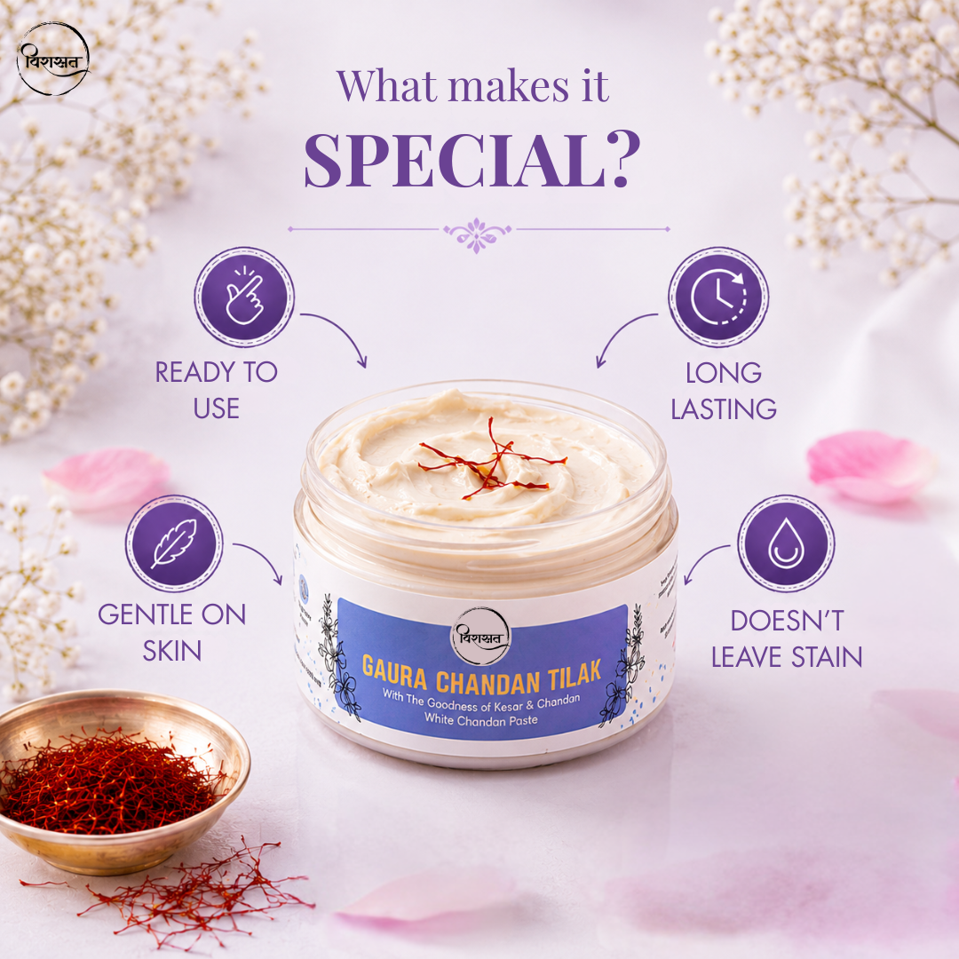 Gaura Chandan Tilak - White Chandan Paste for Krishna & Shiva Devotees (150g)
