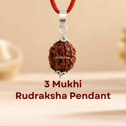 Nepali 3 Mukhi Rudraksha Pendant – 100% Natural & Certified