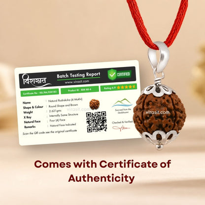 Nepali 4 Mukhi Rudraksha Pendant – 100% Natural & Certified