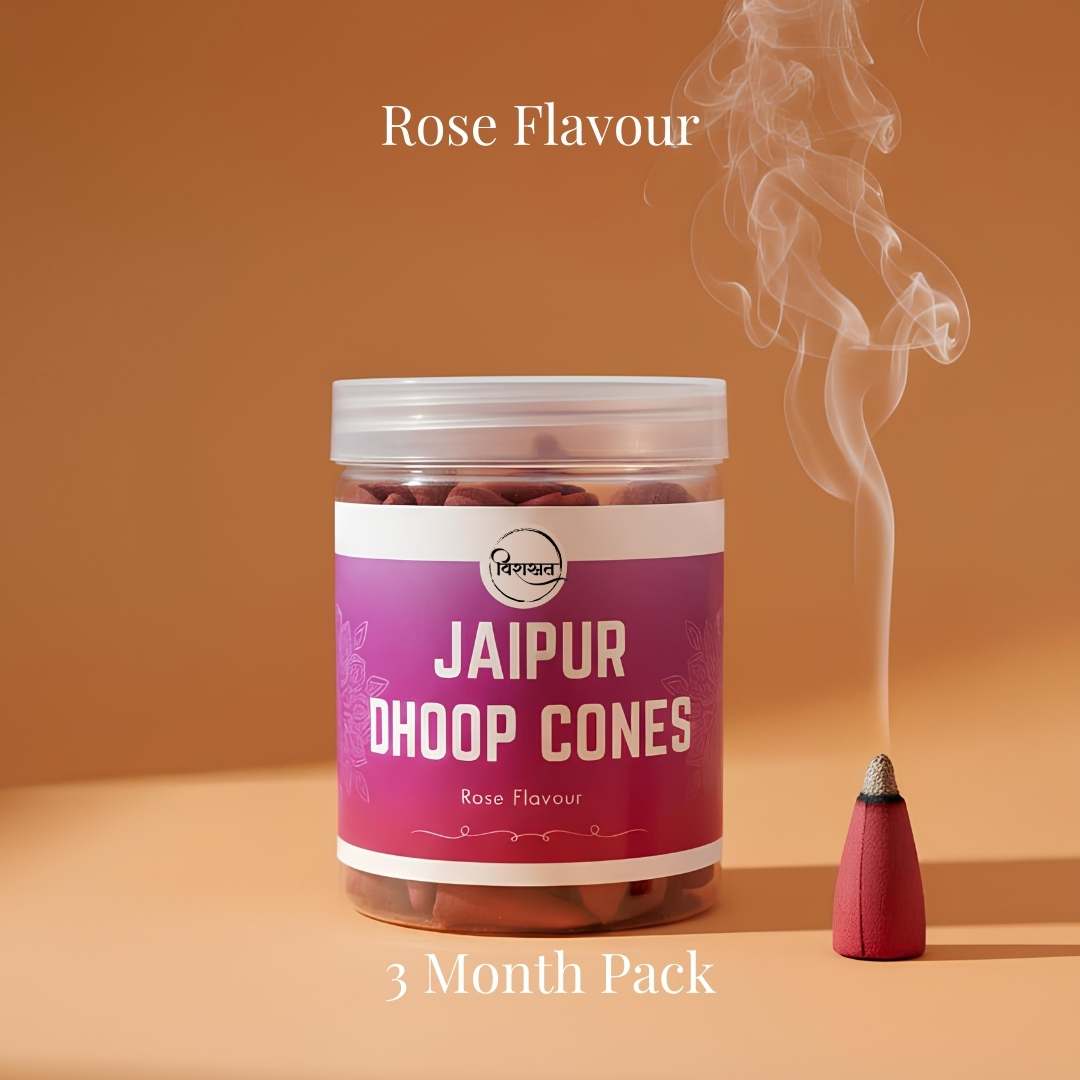 Virasit Jaipur Dhoop Cones | Rose Flavour | 3 Months Pack