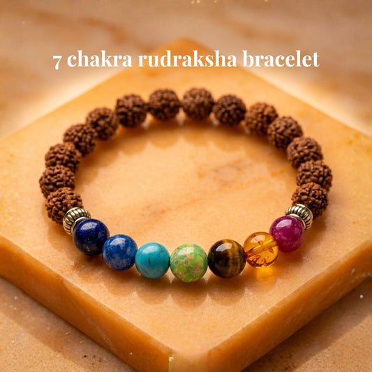 7 Chakra Rudraksha Bracelet | Aligns Chakras & Brings Positive Energy