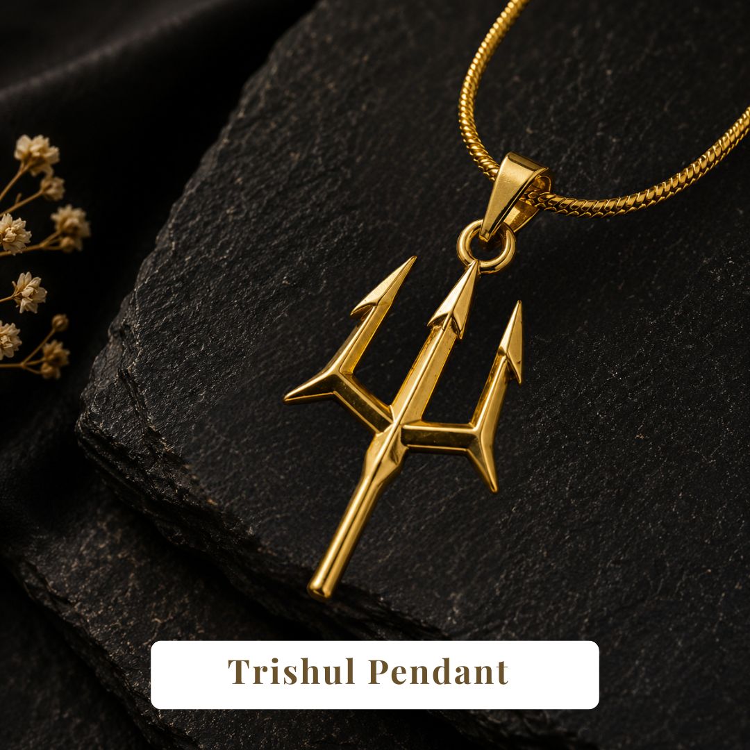 Trishul Pendant – Gold Polished