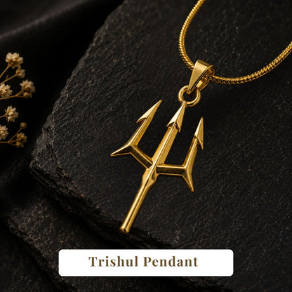 Trishul Pendant – Gold Polished
