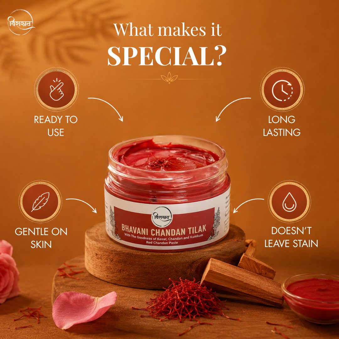 Bhavani Chandan Tilak - Red Sandalwood Paste for Devi & Shiva Puja (150g)