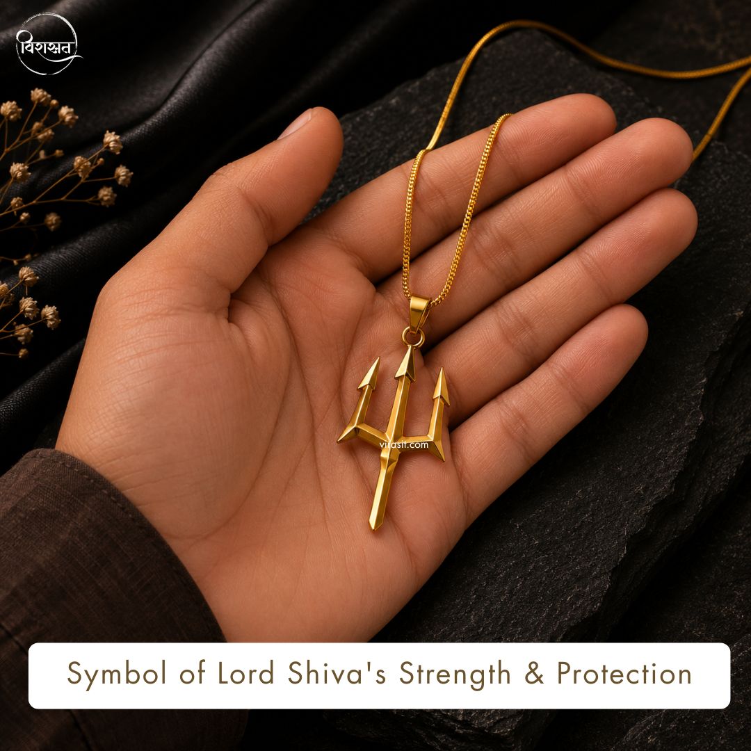 Trishul Pendant – Gold Polished