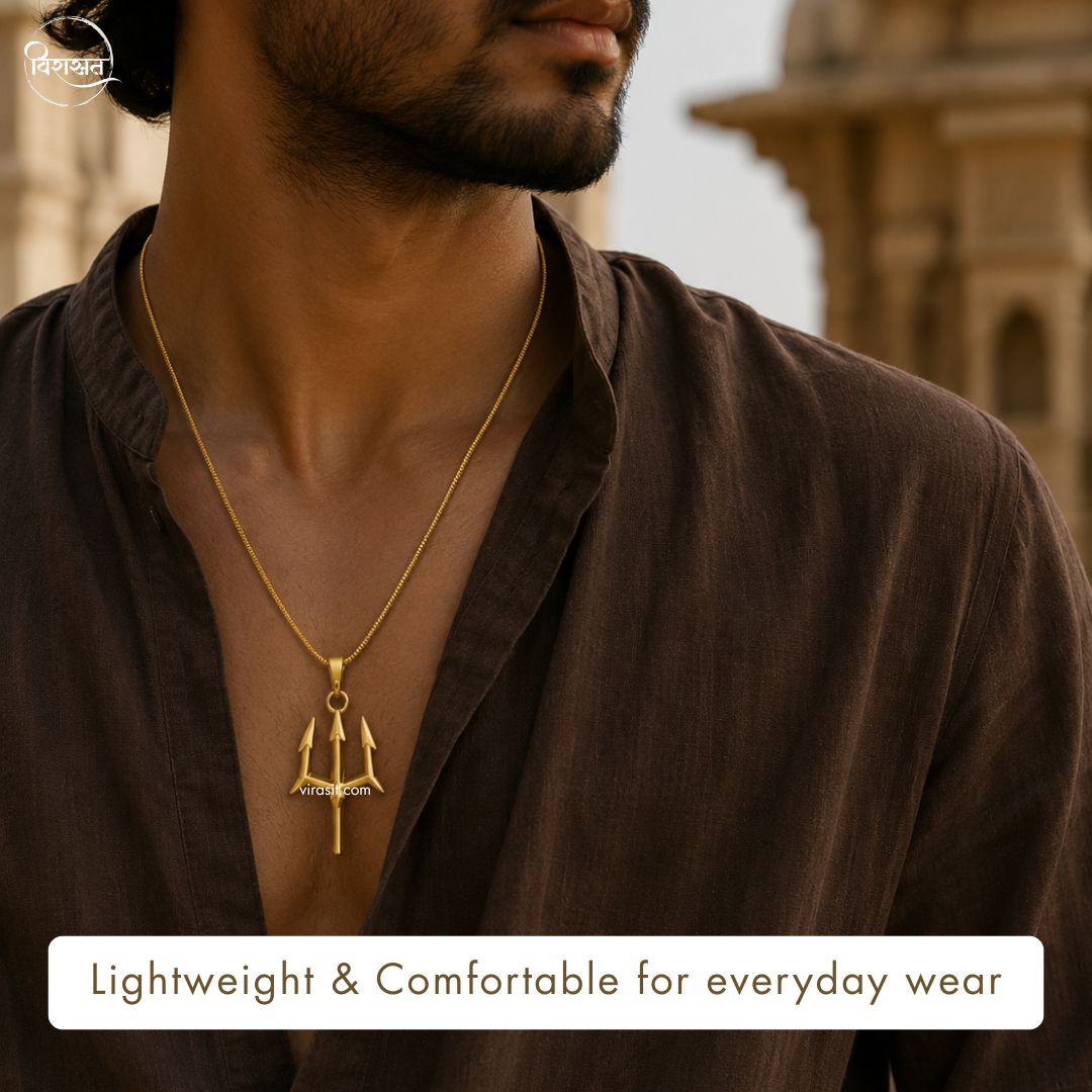 Trishul Pendant – Gold Polished