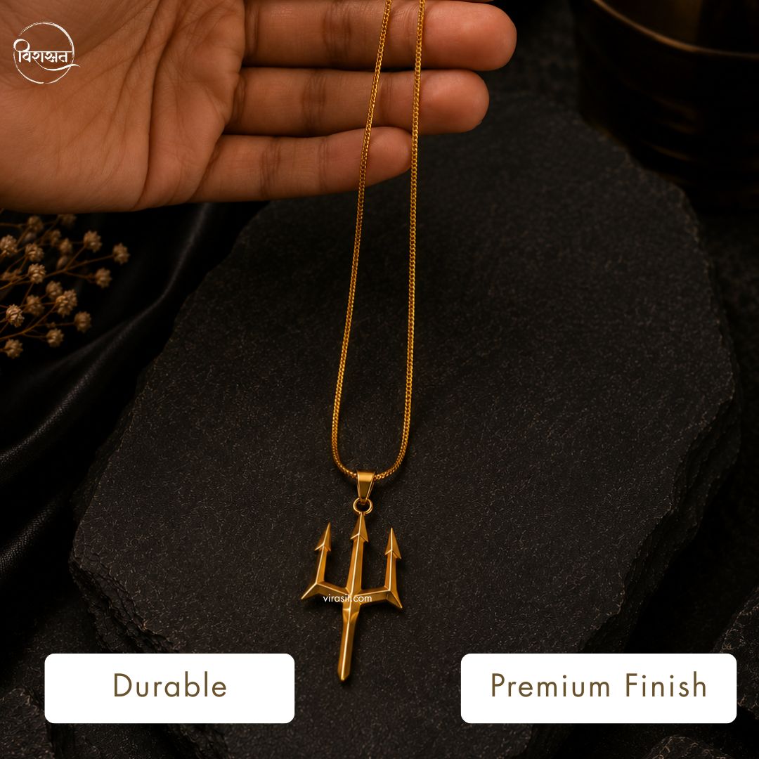 Trishul Pendant – Gold Polished