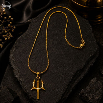 Trishul Pendant – Gold Polished