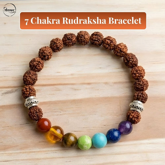 7 Chakra Rudraksha Bracelet | Aligns Chakras & Brings Positive Energy