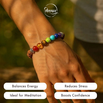 7 Chakra Rudraksha Bracelet | Aligns Chakras & Brings Positive Energy