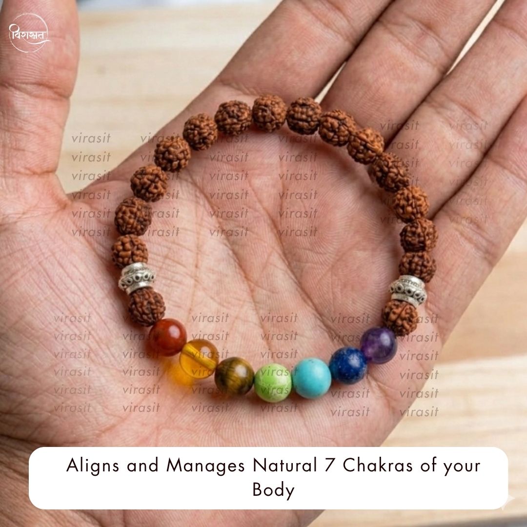 7 Chakra Rudraksha Bracelet | Aligns Chakras & Brings Positive Energy