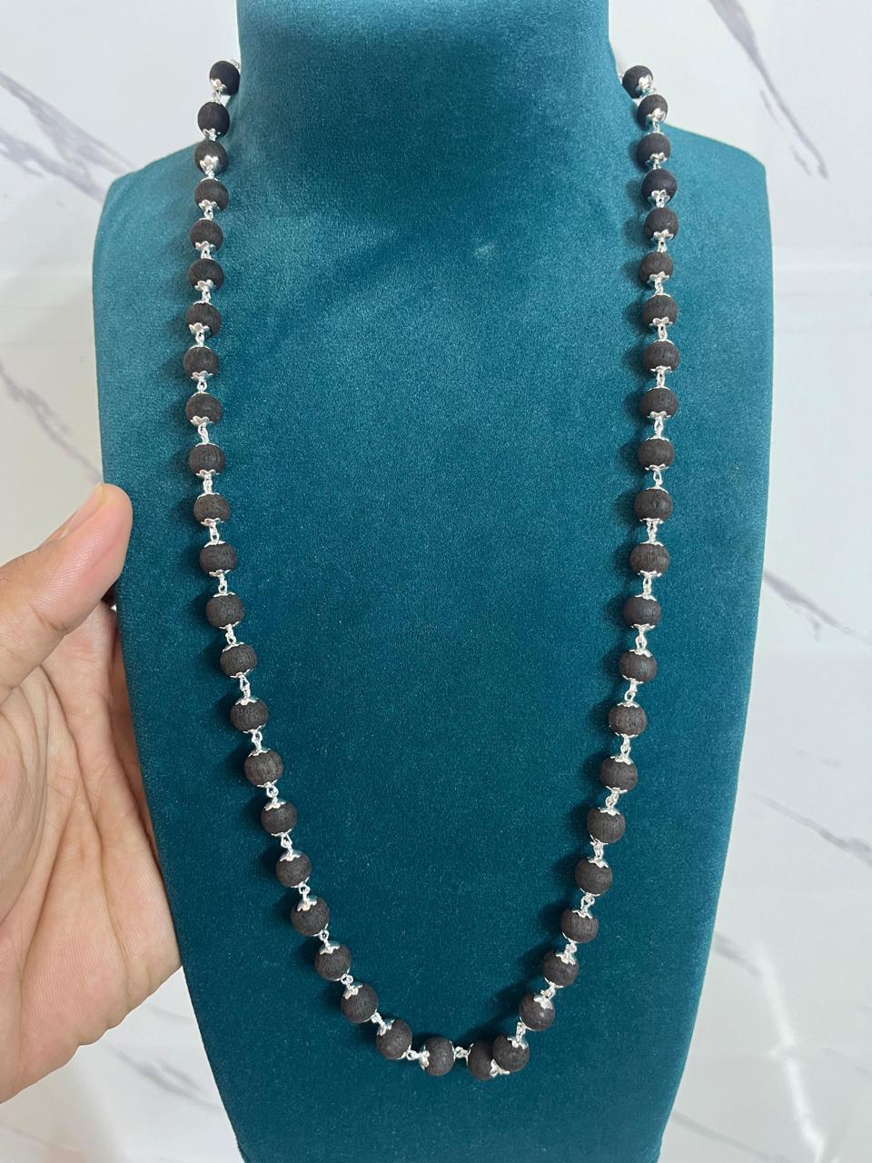 Karungali Mala With Silver Cap