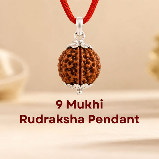 Nepali 9 Mukhi Rudraksha Pendant – 100% Natural & Certified