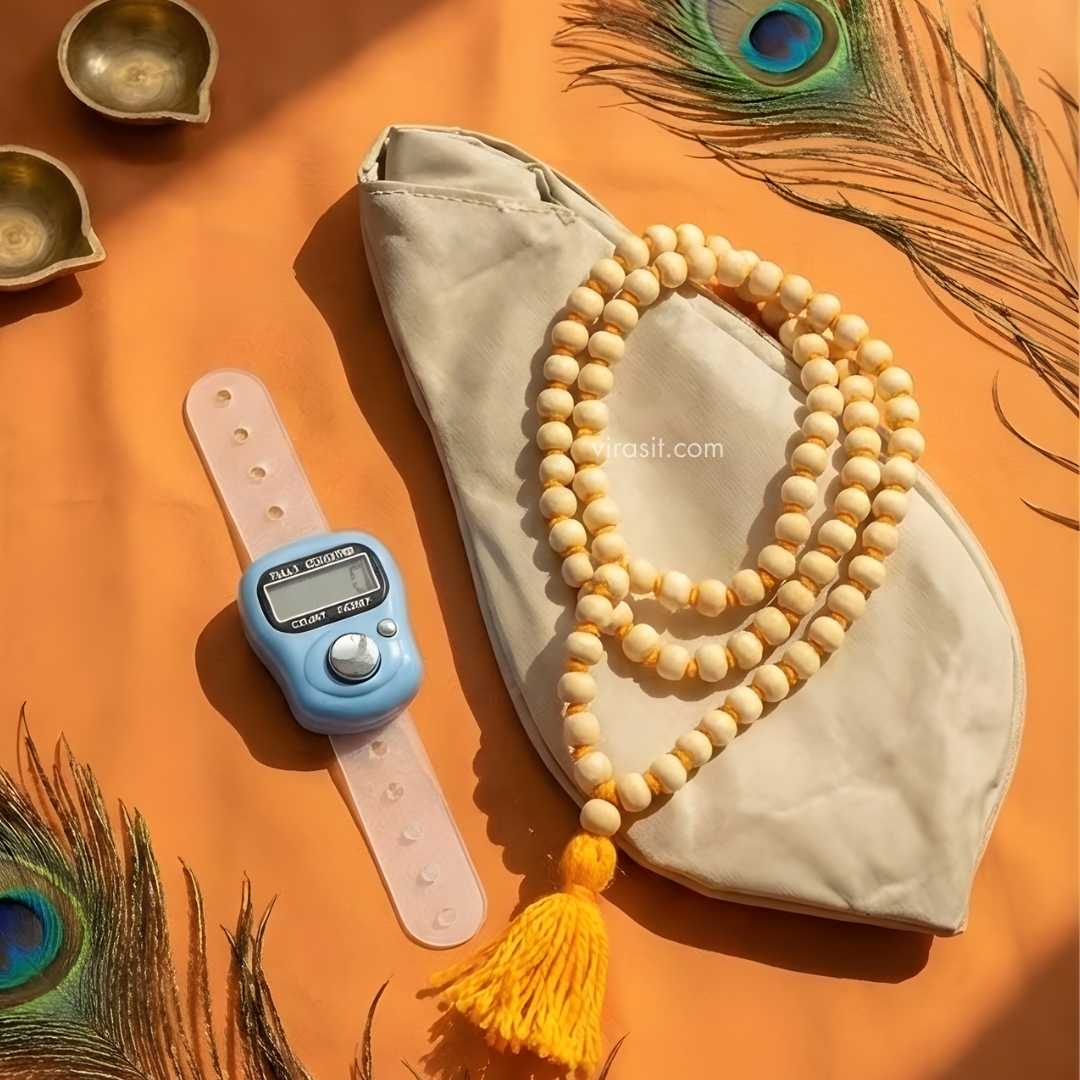 Virasit Naam Jaap Kit – Tulsi Mala, Mala Chanting Bag & Jaap Counter