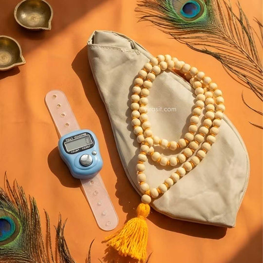 Virasit Naam Jaap Kit – Tulsi Mala, Mala Chanting Bag & Jaap Counter
