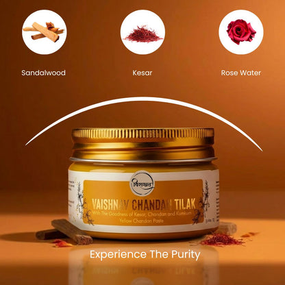 Virasit Vaishnav Chandan Tilak | Yellow Chandan Paste | 150 Grams
