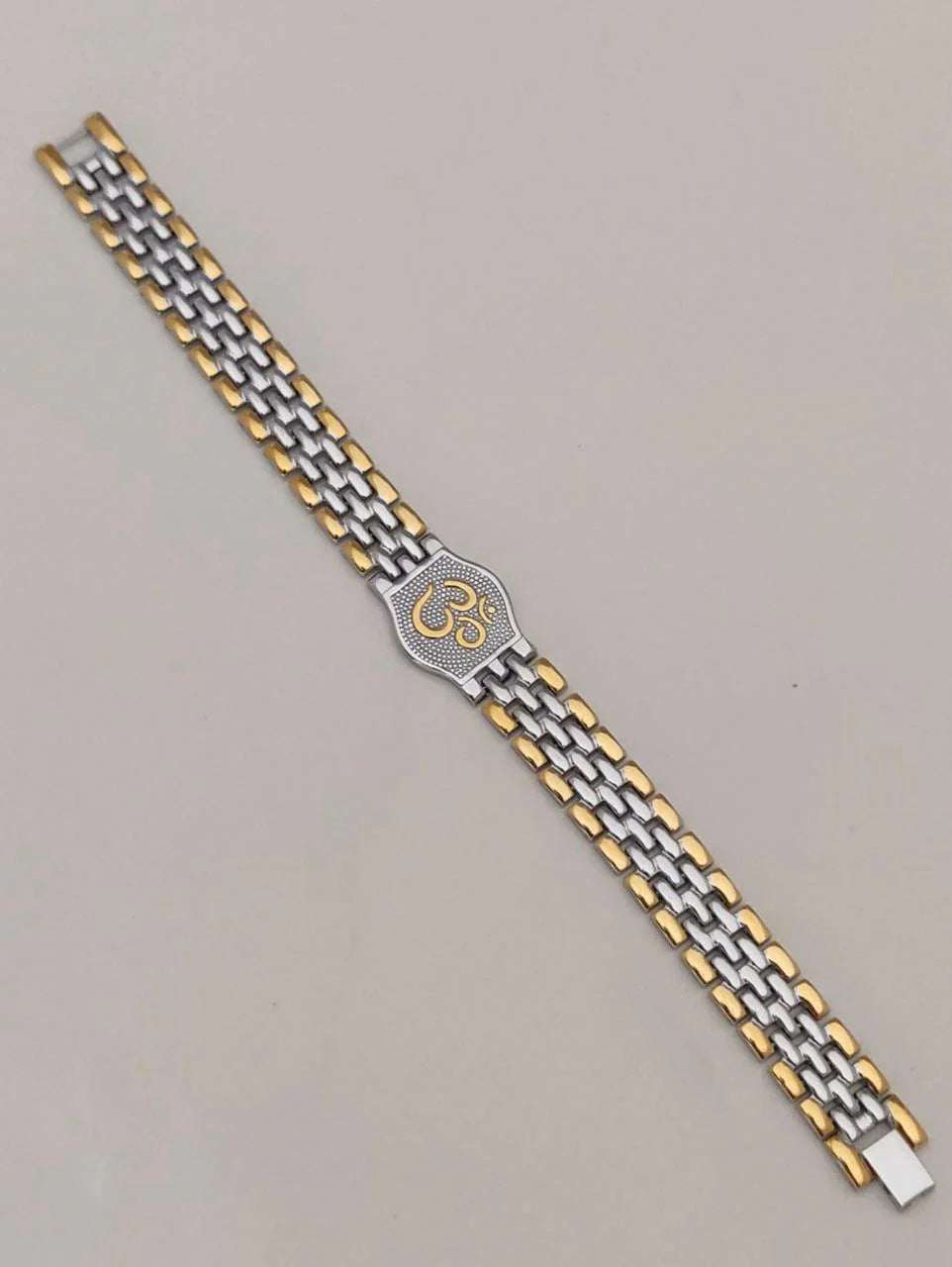 Om Engraved Dual Gold & Silver Polished