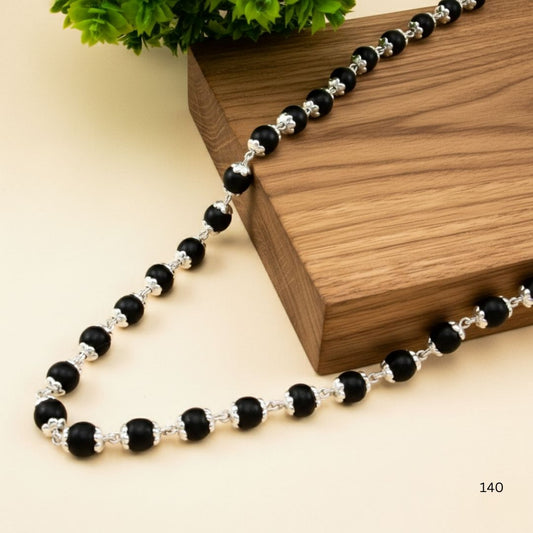 Karungali Mala With Silver Cap