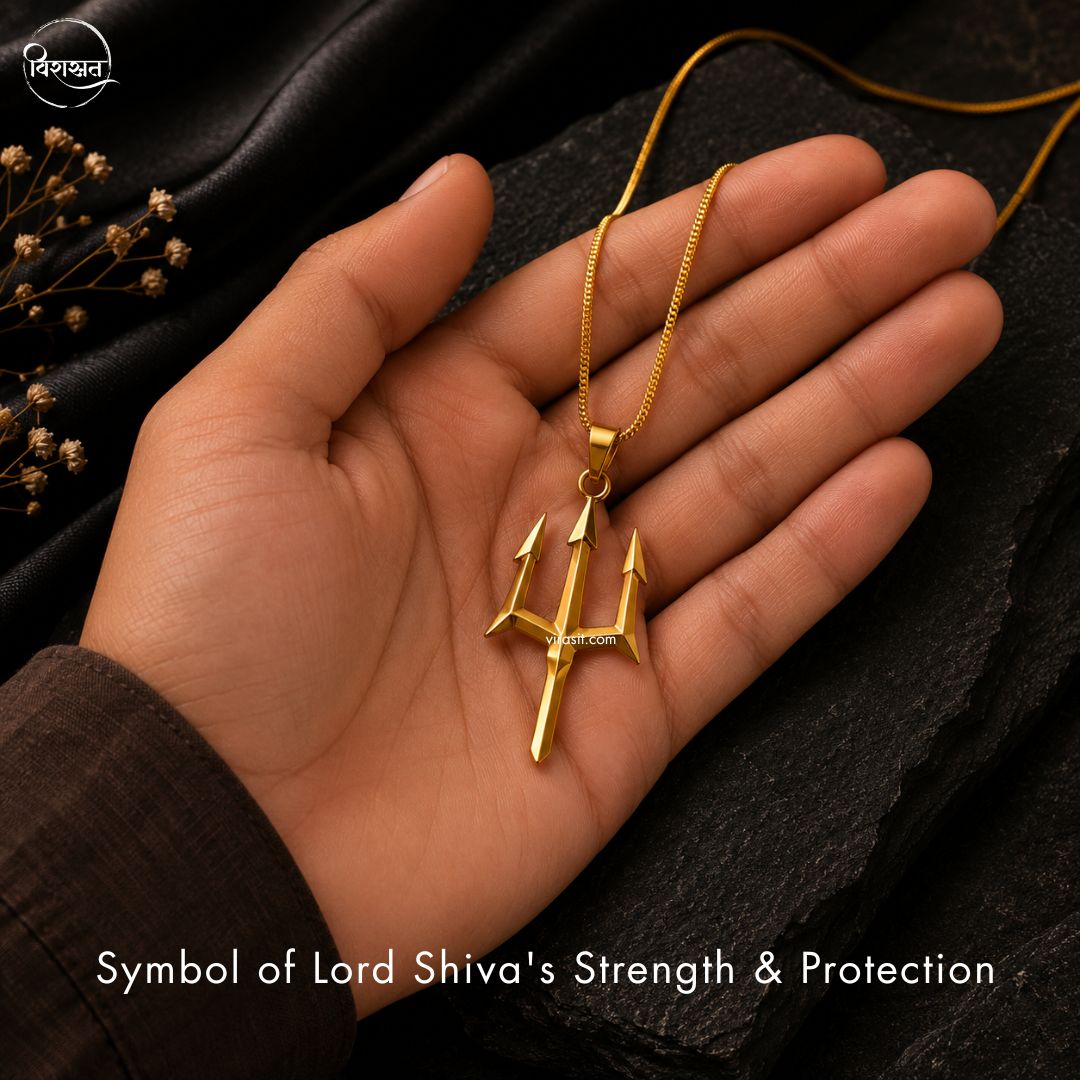 Trishul Pendant – Gold Polished