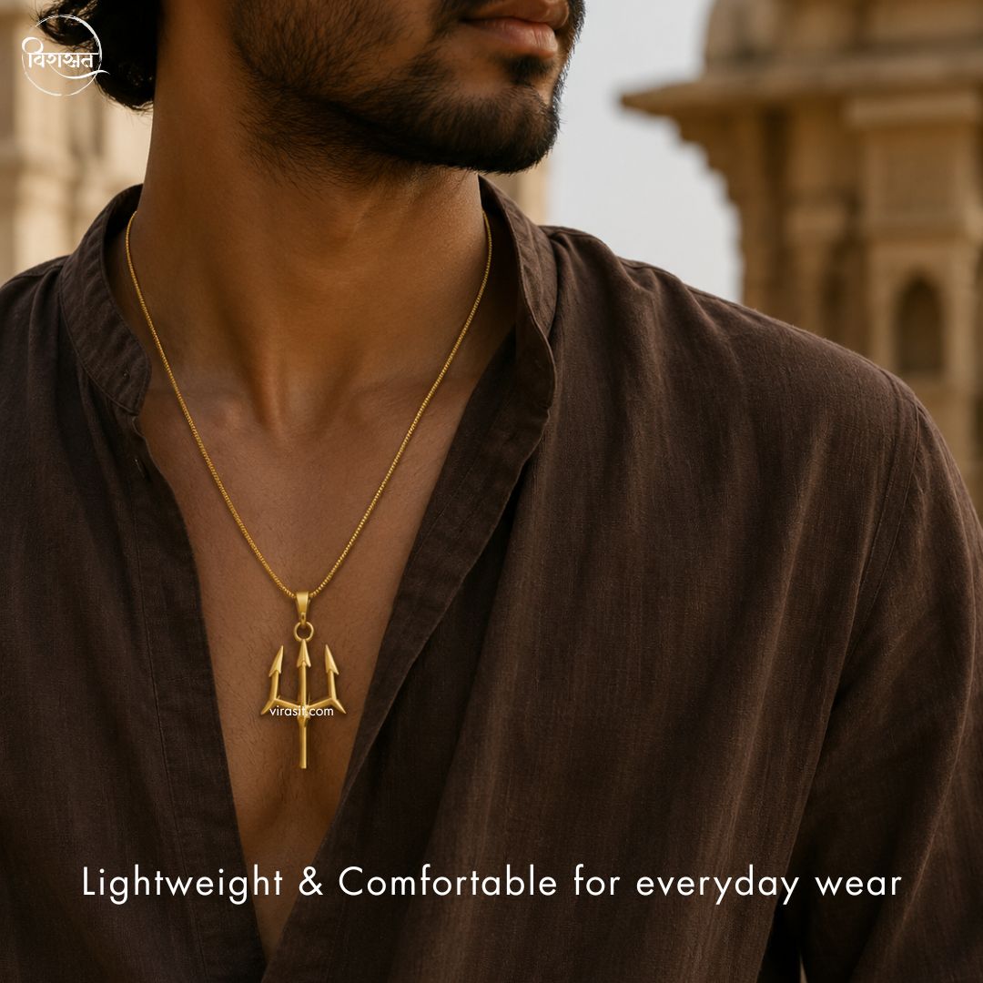 Trishul Pendant – Gold Polished