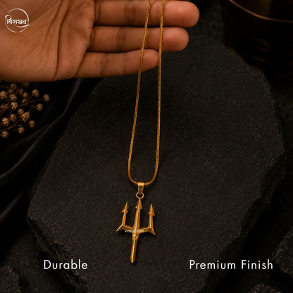Trishul Pendant – Gold Polished