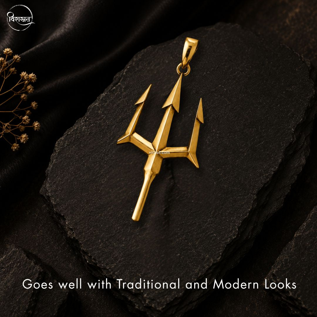 Trishul Pendant – Gold Polished